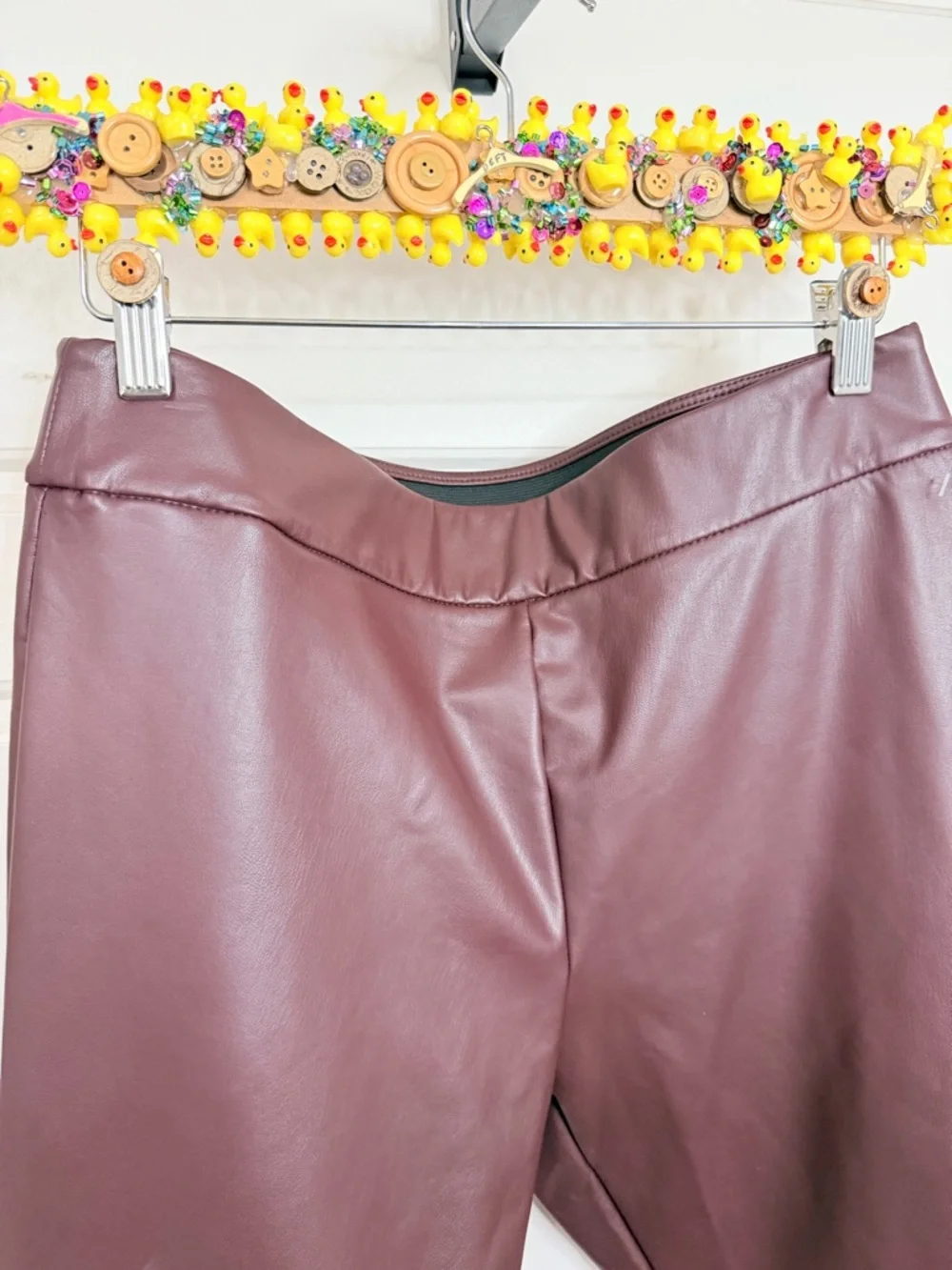 a new day Maroon Faux Leather Skinny Pants - Picture 3 of 5